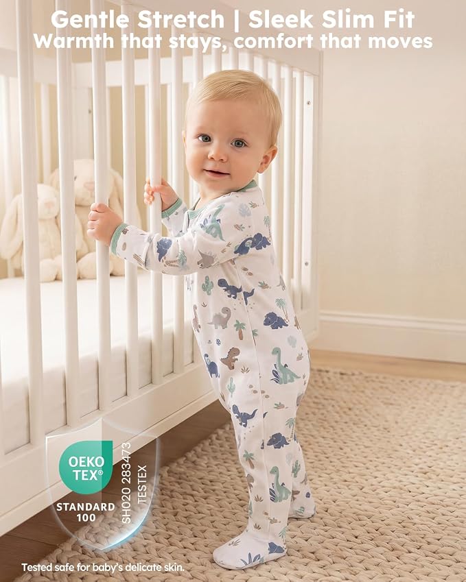 Baby Sleepers 100% Cotton Footie Pajamas, Newborn 0-3 3-6 6-9 Months - Image 6