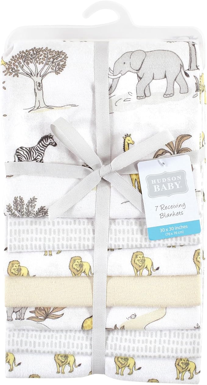 Little Treasure Hudson Baby Cotton Poly Flannel Receiving Blankets Multipack - Image 2