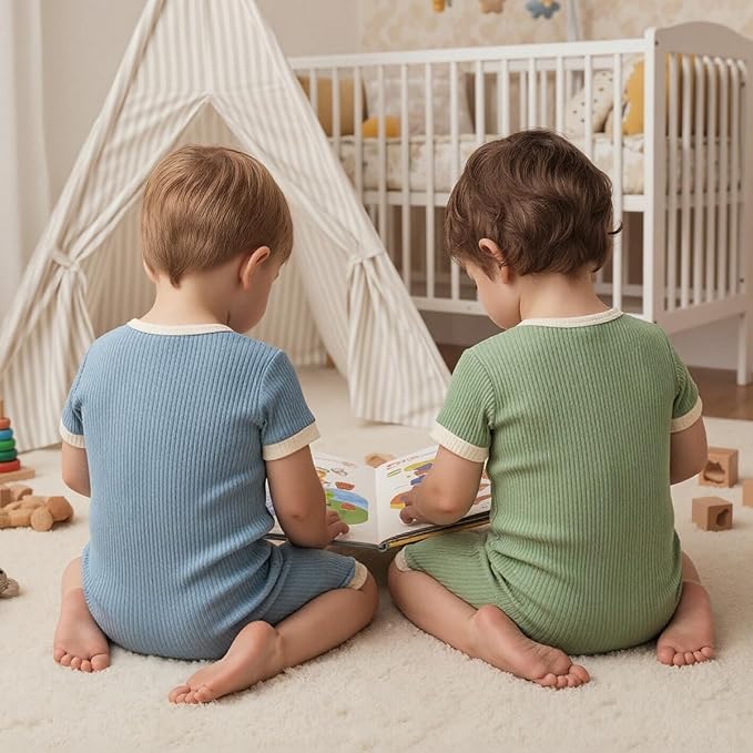 Bafeicao Unisex Baby Boy Girl 2/3 Pack Rompers Short Sleeve | 2 Way Zipper - Image 4