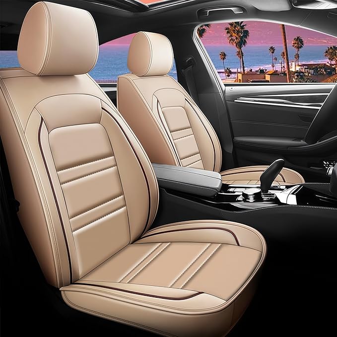 Seat Cover for Lincoln mkx 2007-2018 | Car Seat Covers Front Seats, Waterproof Seat Protectors, Automotive Front Seat Covers (Front Seat, Beige)
