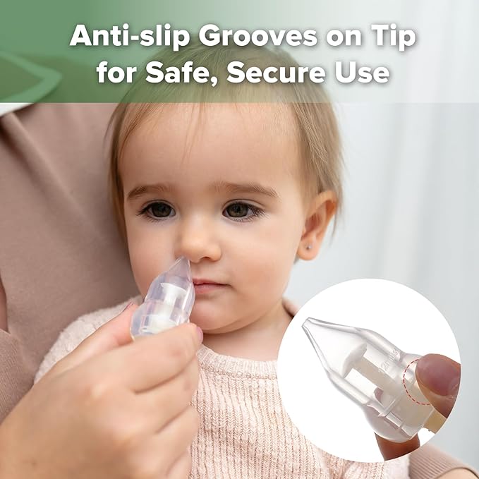 haakaa Swan Neck Nasal Aspirator for Baby | Baby Nose Sucker Bulb Syringe with Anti-Backflow Valve | Easy-Squeeze Filter-Free Soft Silicone Nose Cleaner – BPA Free, 12m+