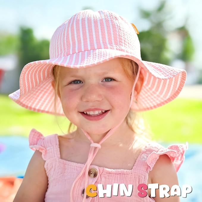 HONGTEYA Baby Sun Hat Wide Brim Adjustable Toddler Beach Bucket Hat | Soft - Image 4