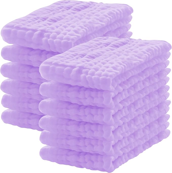 Lovely Care 12 Pack Muslin Burp Cloths 100% Cotton Muslin Cloths Large by Lovely+Care