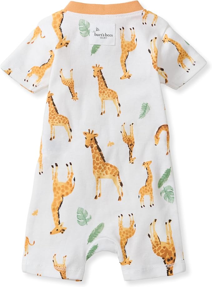 Burt's Bees Baby Short Sleeve Pajamas, Unisex One-Piece Sleeper Romper | Soft - Image 2