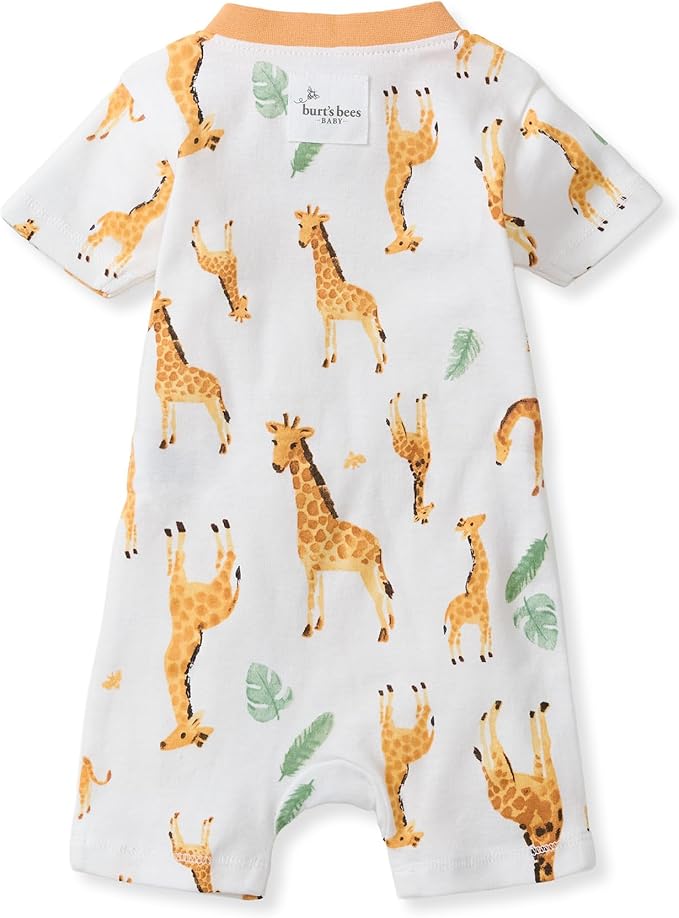 Burt's Bees Baby Short Sleeve Pajamas, Unisex One-Piece Sleeper Romper | Soft - Image 2