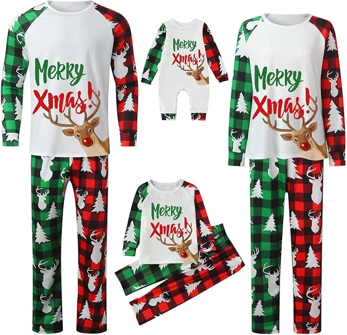 Awoscut Family Christmas Pajamas Matching Pajamas for Family, Xmas PJs Sets Holiday Sleepwear