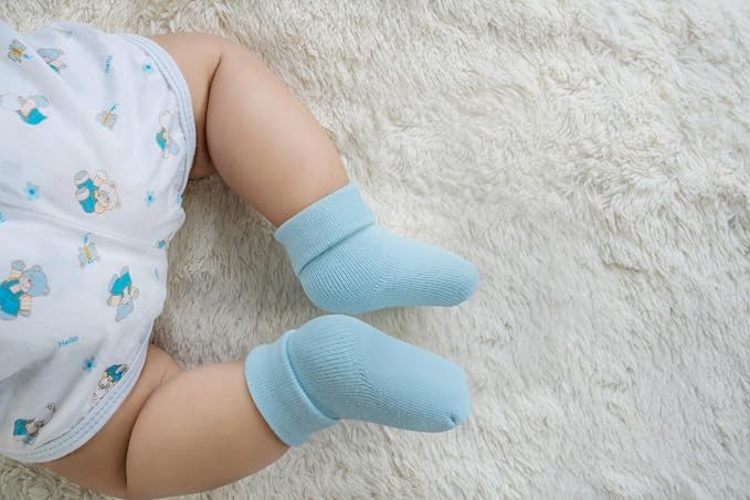 RATIVE Newborn Baby Socks 0-6, 6-12 Months Terry Turn Cuff Socks - Image 7