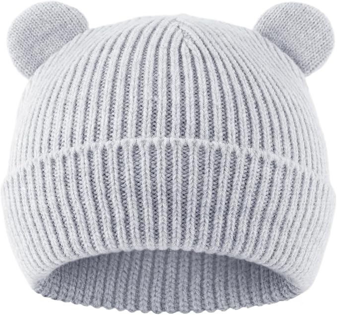 Bear Baby Beanie Knitted Baby Winter Hat Infant Toddler Boys Girls Beanie with Cotton Lining