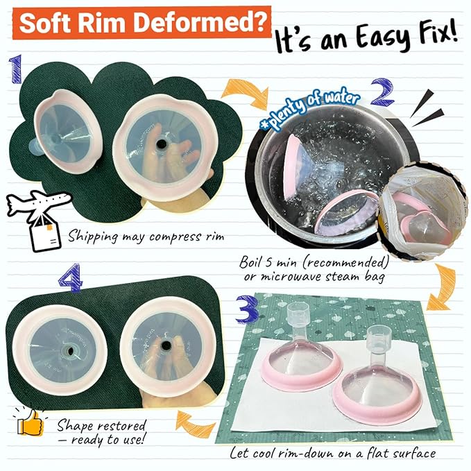 24mm Maymom MyFit Shields, Pano Series; Compatible with Medela Breast Pump- PersonalFit, Freestyle, Harmony, Maxi, Freestyle Flex Connector; Connect to Maymom Widemouth/Narrow Connector, 2pcs
