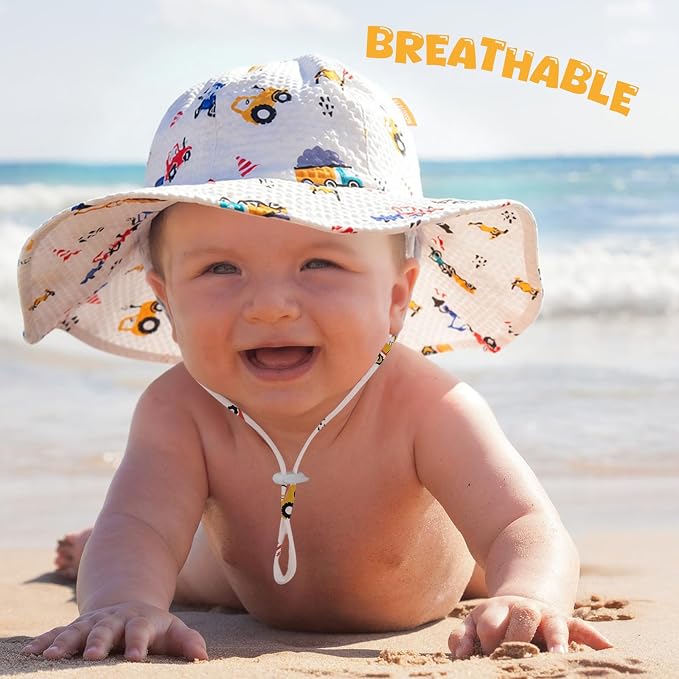 HONGTEYA Baby Sun Hat Wide Brim Adjustable Toddler Beach Bucket Hat | Soft - Image 2