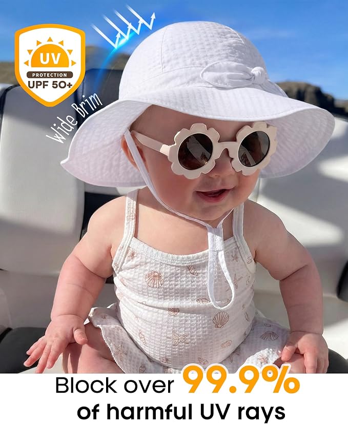 FURTALK 3 Pack Baby Sun Hat Toddler Beach Hat Girls UPF 50+ Wide Brim Infant - Image 2