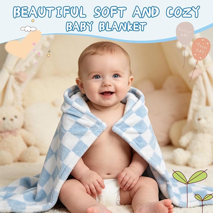 Baby Blanket 5 Pcs Checkerboard Grid Ultra Soft Gift-Ready Plush - Image 3