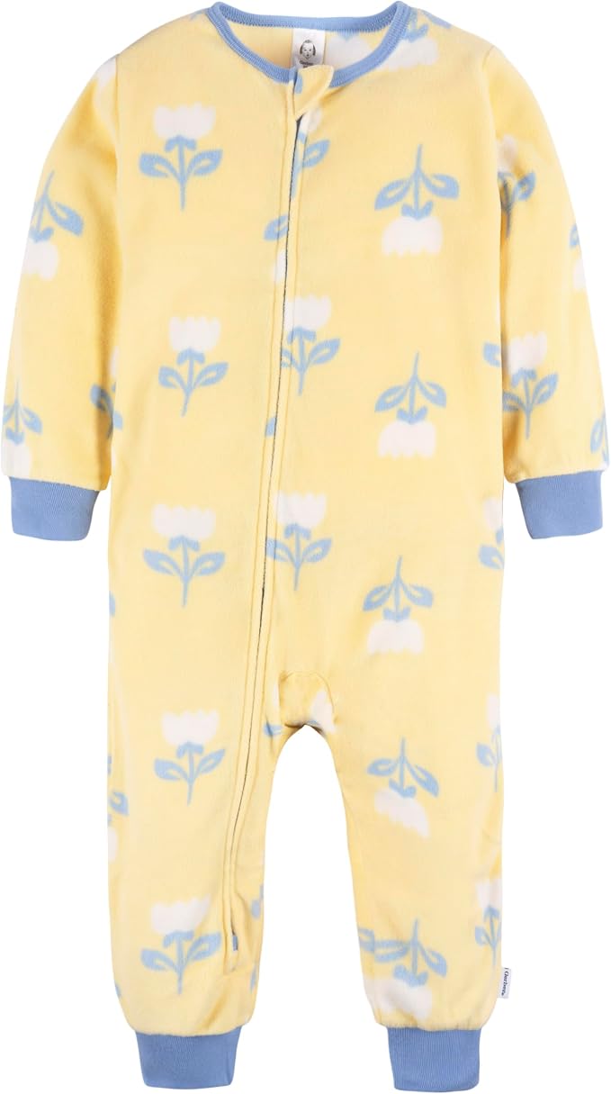 Gerber Baby & Toddler Girls Loose Fit Fleece Footless Pajamas 3-Pack - Image 4