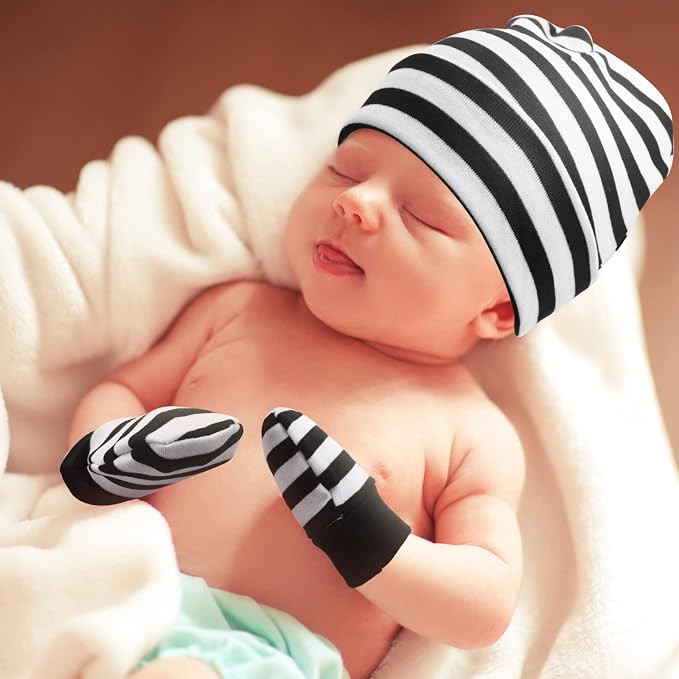 Newborn Baby Hats and Mittens Set Infant Beanie Cap Toddler Gloves Newborn - Image 7