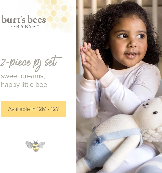 Burt's Bees Baby Girls Organic Cotton Pajamas, Toddler PJ Set, 2-PC | Soft - Image 4