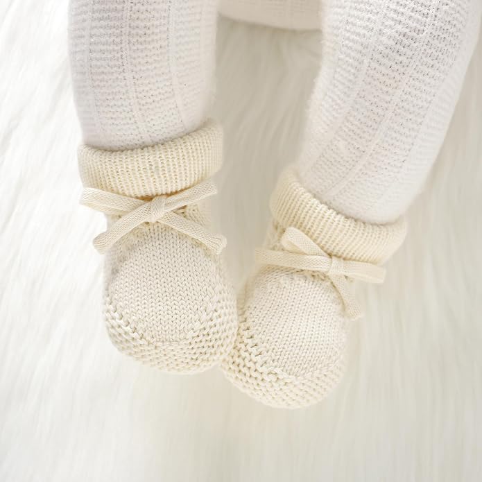 Hadetoto Newborn Baby Booties Cotton Knit Shoes | Soft, First Walkers, - Image 2
