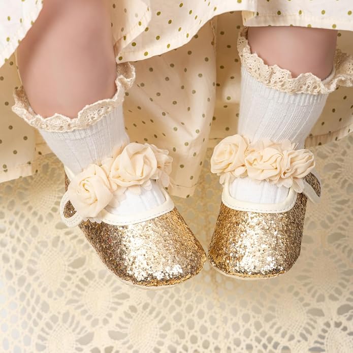 KIDSUN Infant Baby Girls Mary Jane Shoes Non-Slip Rubber Sole Ballet Slippers - Image 2