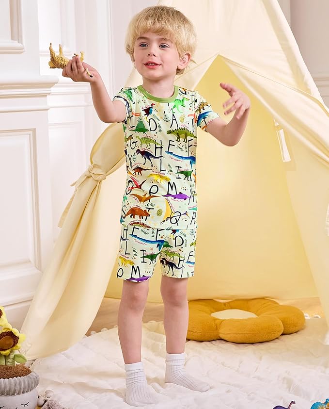 babee Reshinee Bamboo Viscose Toddler Boys Pajamas Set, Short Sleeve Kids - Image 5