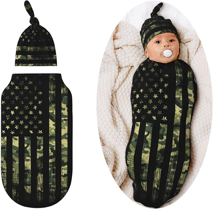 Camo Flag Swaddle Blankets Soft Receiving Blanket Baby Swaddle Wrap by Figtihw