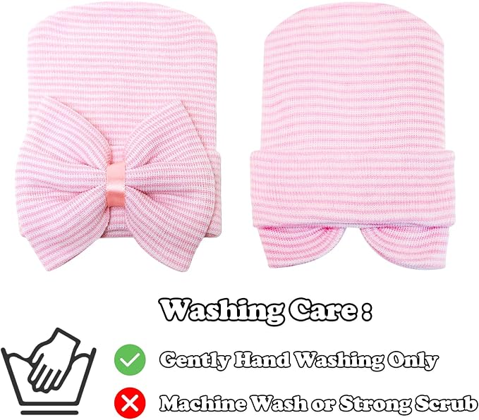 Sarfel Newborn Hats for Girls Hospital Hat Baby Girl Bows and Headbands Infant - Image 2