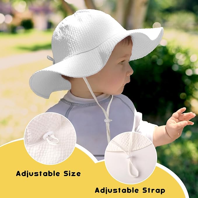 HONGTEYA Baby Sun Hat Wide Brim Adjustable Toddler Beach Bucket Hat | Soft - Image 3