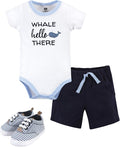 Hudson Baby Unisex Baby Cotton Bodysuit, Shorts and Shoe Set by HudsonBaby