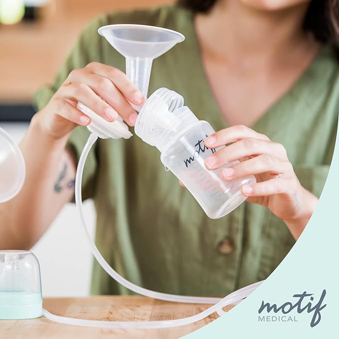 Motif Medical Luna Double Breast Pump Replacement Parts - Breast Pump Parts W/Bottles, Nipples, Tubing, Valves, Breast Shields (32mm), Diaphragms, Connectors & More - Safe Easy-to-Use Breast Pump Kit