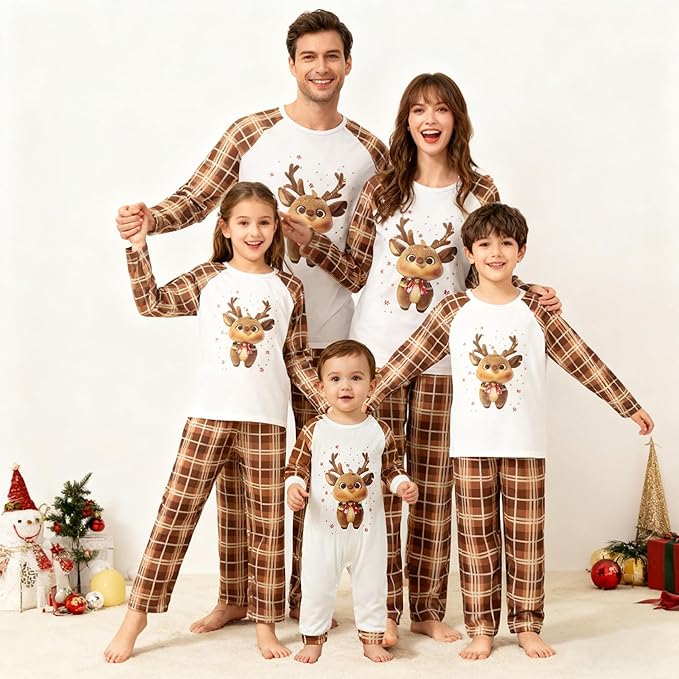 Awoscut Family Christmas Pajamas Matching Pajamas for Family, Xmas PJs Sets Holiday Sleepwear