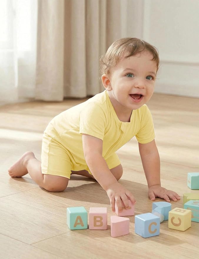 Jimonda Baby Romper Short Sleeve 2-Way Zipper Pajamas Cotton | 2-Pack, One Piece - Image 3