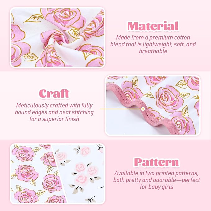 Dizila 2 Sets Adjustable Soft Cotton Blend Newborn Infant Baby Girl Receiving - Image 4