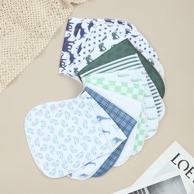 Baby Burp Cloths with Snap Design 3 Layers Thicken Cotton Absorbent and Soft - Image 7