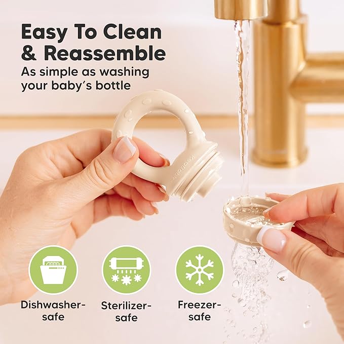 KeaBabies Baby Fruit Feeder 2pk - Silicone Baby Food Feeder for Babies 6-12 Months, Breast Milk Popsicle for Teething, Weaning, Freeze Frozen Solid Food, BPA-Free Infant Feeding Essential (Mist Rose)