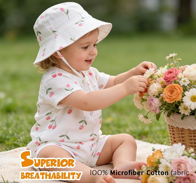 Baby Sun Hat Infant Toddler Summer Cotton Yarn Bucket Hat - Image 4