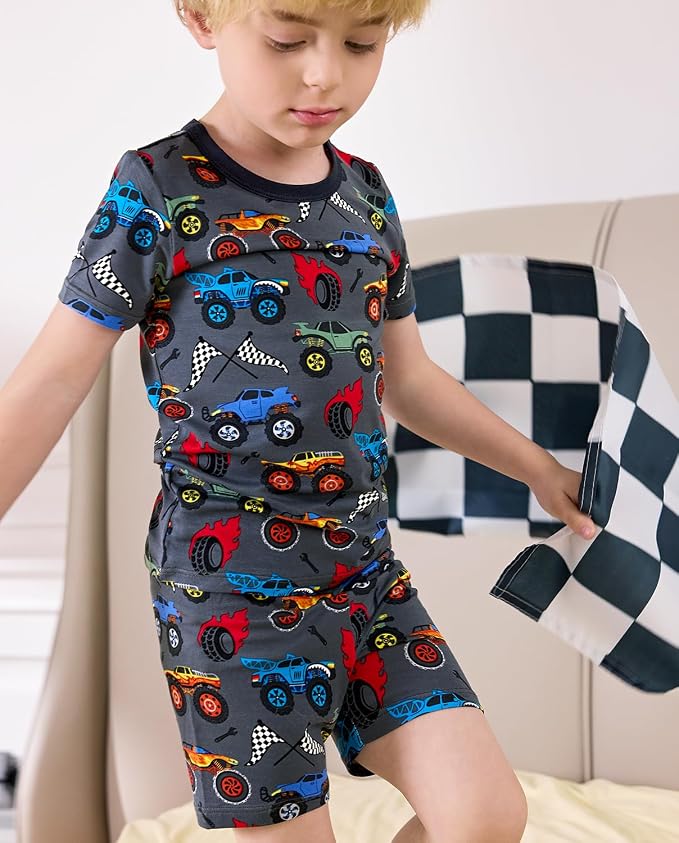 babee Reshinee Bamboo Viscose Toddler Boys Pajamas Set, Short Sleeve Kids - Image 3