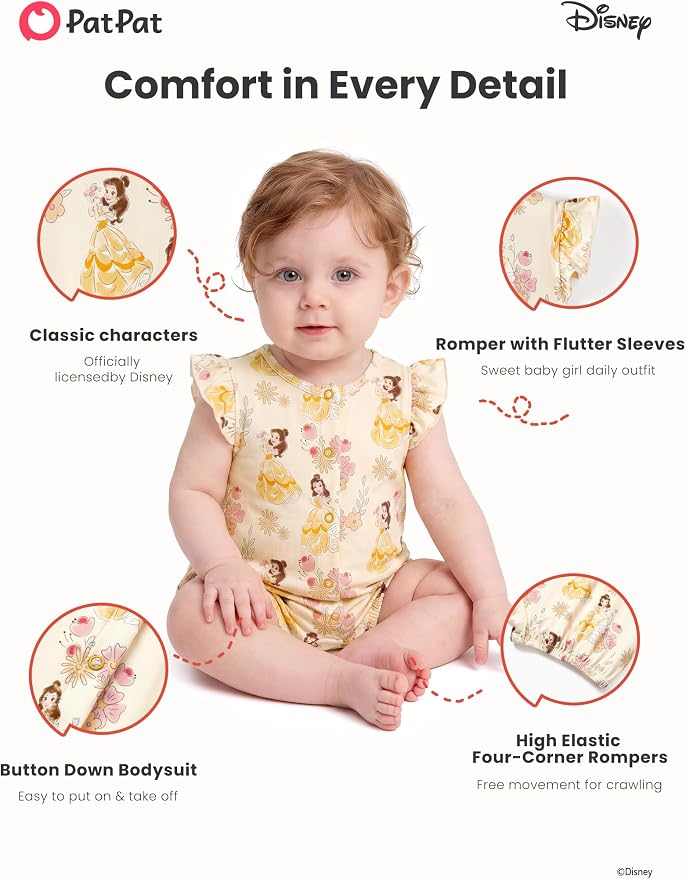 Disney Baby Girls Viscose Made from Bamboo 2 Packs Breathable Bodysuit - Image 5