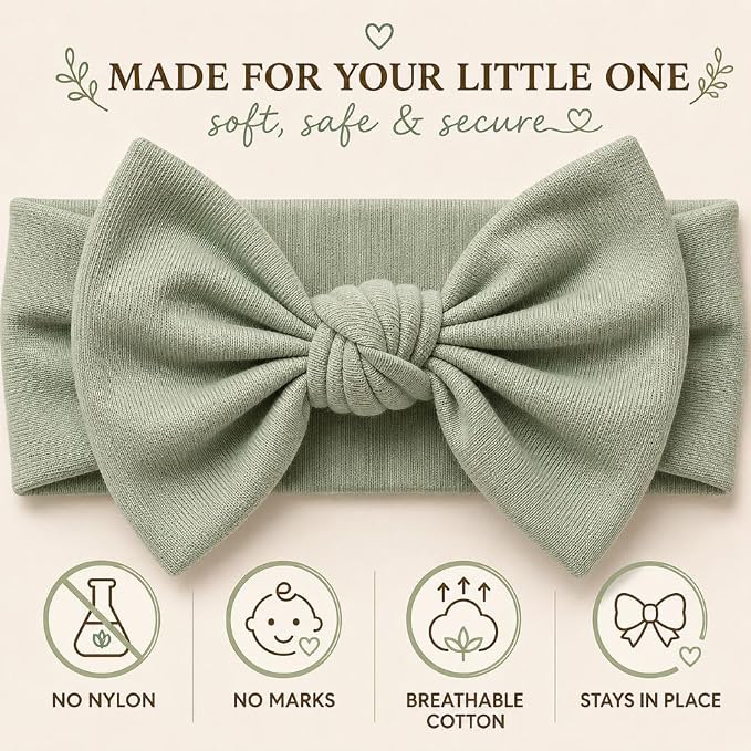 Baby Girl Headbands-Infant, Toddler Cotton Handmade Hairbands - Image 6