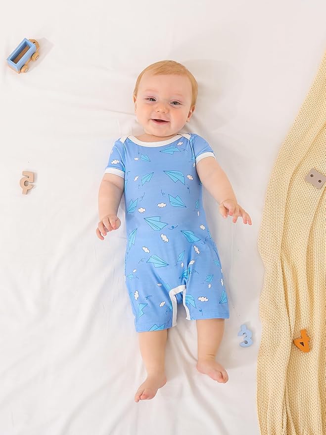 GUISBY Baby Rayon Romper Pajamas, 0-24M | Silky Soft Feel，Snap Closure，Footless - Image 4