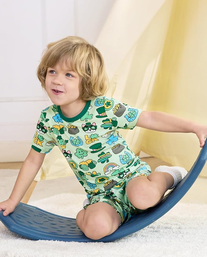 babee Reshinee Bamboo Viscose Toddler Boys Pajamas Set, Short Sleeve Kids - Image 6