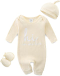 Baby Romper with Baby Mittens & Newborn Hats Footless Long Sleeve by Unknown