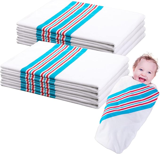 8 Pcs Receiving Blanket, 30 x 40 Inch Hospital Blankets 100% Cotton Flannel by Remerry