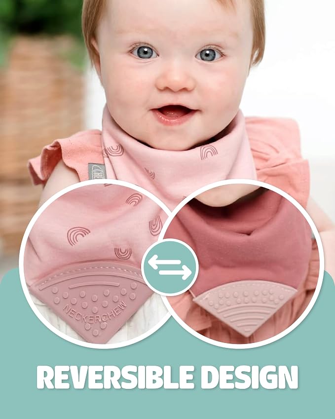 Cheeky Chompers Neckerchew Teething Bib, 2-in-1 Bandana Style Bib w/Food Grade - Image 4