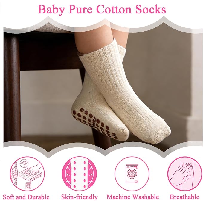 8 Pairs Baby Toddler Socks Non-Slip Grip Socks - Image 3