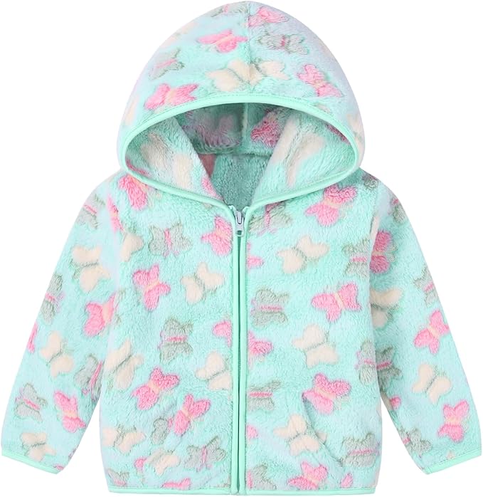 Toddler Baby Girl Fleece Jackets Fall Clothes Hooded Zip Fuzzy Coats by Adarl