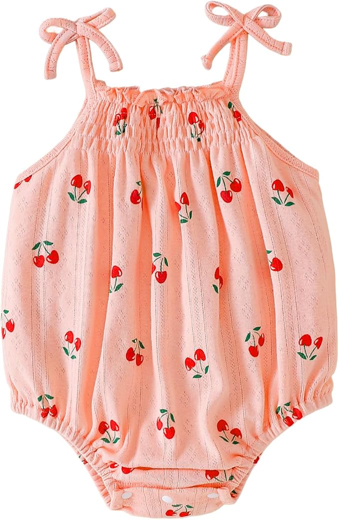 ROMPERINBOX Baby Girl Bodysuit Cotton Spaghetti Strap Sleeveless Onsies Summer by RomperinBox