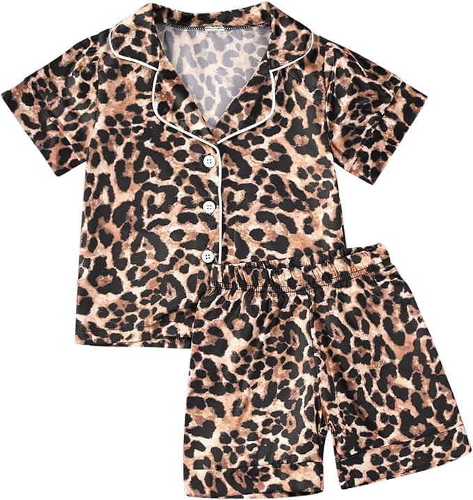 Kids Baby Girl Boy Satin Pajamas Set Button Down Sleep Shirt Top+Long Pants by SAYOO-Alljustforkids