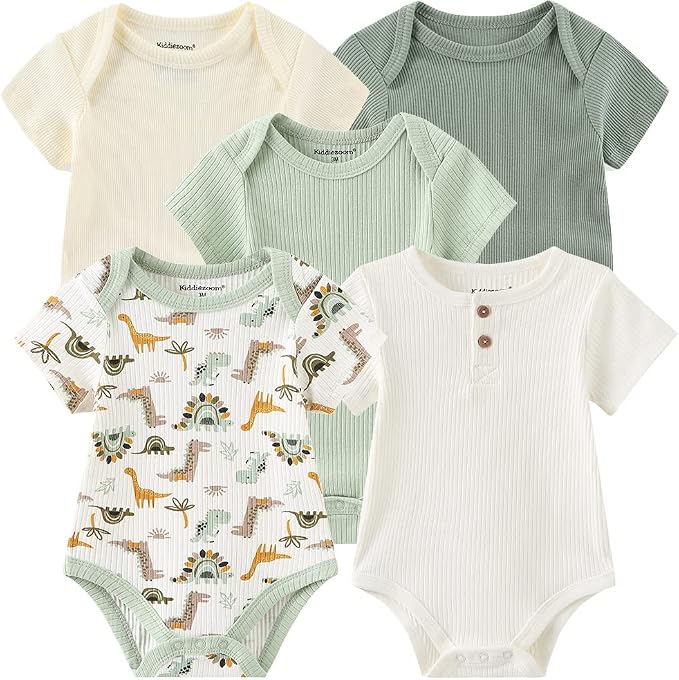 Kiddiezoom Newborn Baby Unisex Cotton One-Piece Bodysuits Baby Gift 5-Pack Baby by Kiddiezoom