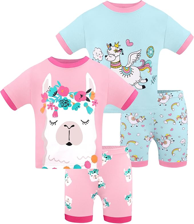 DAUGHTER QUEEN Girls Summer Pajamas Set 4 Pieces 100% Cotton Sleepwear Size 18 - Image 8