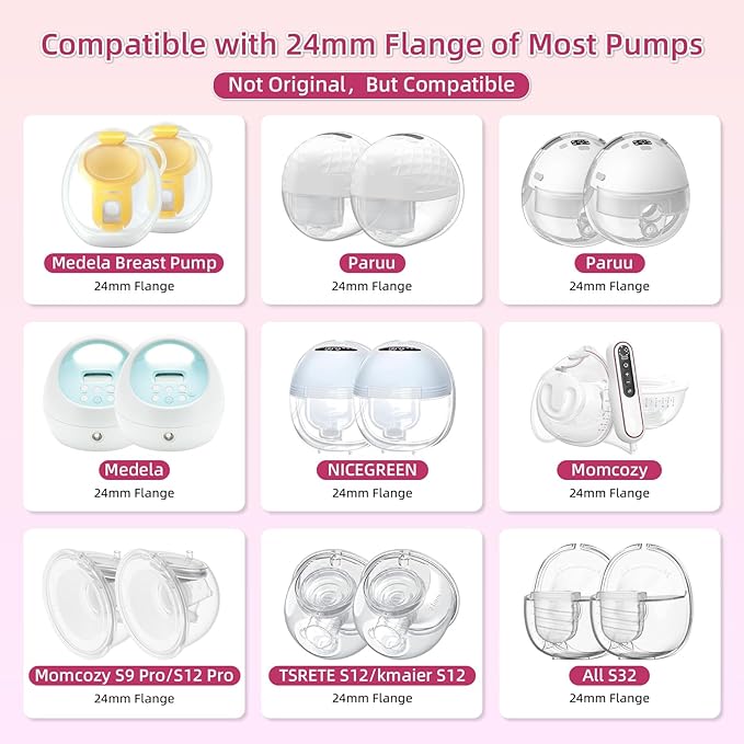Flange Inserts 13mm 15mm for Medela,Spectra 24mm Shields/Flanges,Compatible with TSRETE,CPPSLEE,Momcozy S9Pro/S9/S12Pro/S12 Wearable Breast Pump,Reduce 24mm Nipple Tunnel Down to 4pcs