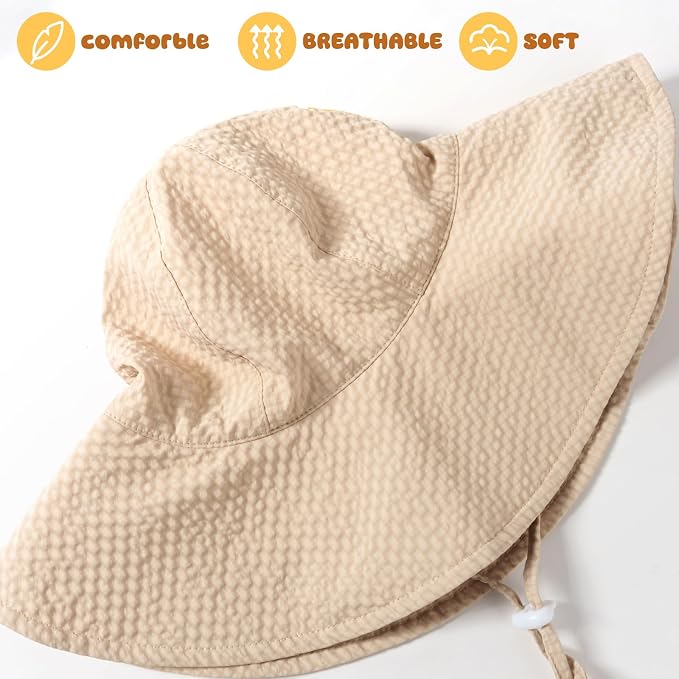 HONGTEYA Baby Sun Hat Wide Brim Adjustable Toddler Beach Bucket Hat | Soft - Image 4
