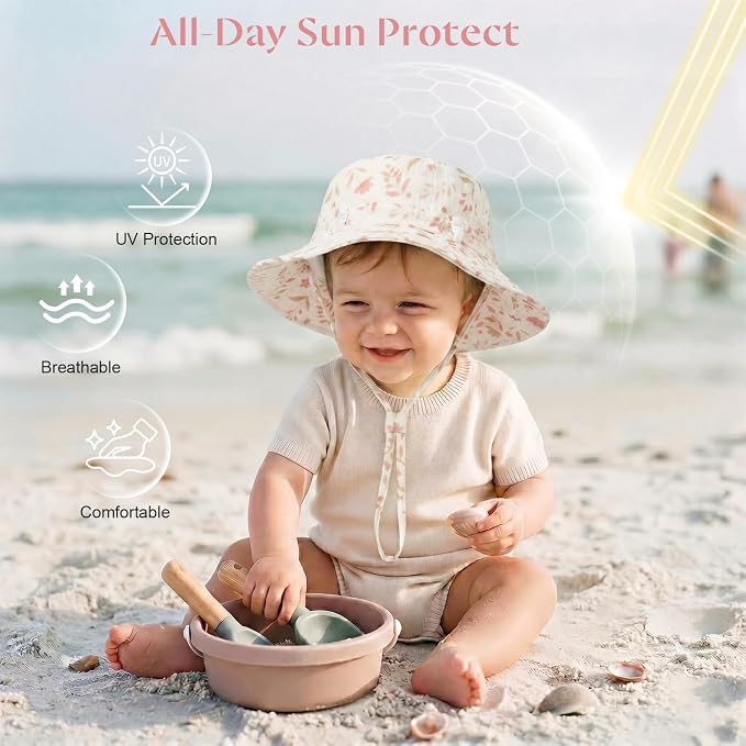 Play Tailor 2 Pack Newborn Baby Sun Hat Breathable Muslin Cotton Cap 0-24M | - Image 2